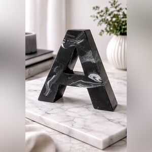 Modern Black Marble Letter “A” Decorative Accent Home Decor